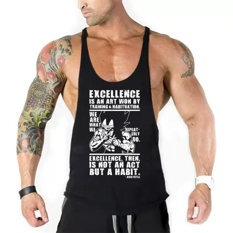 

Men's Bodybuilding Stringer Vest, Athletic Fit Breathable, Dragon Ball Pattern, Suitable for Strength Training & Gym Workouts