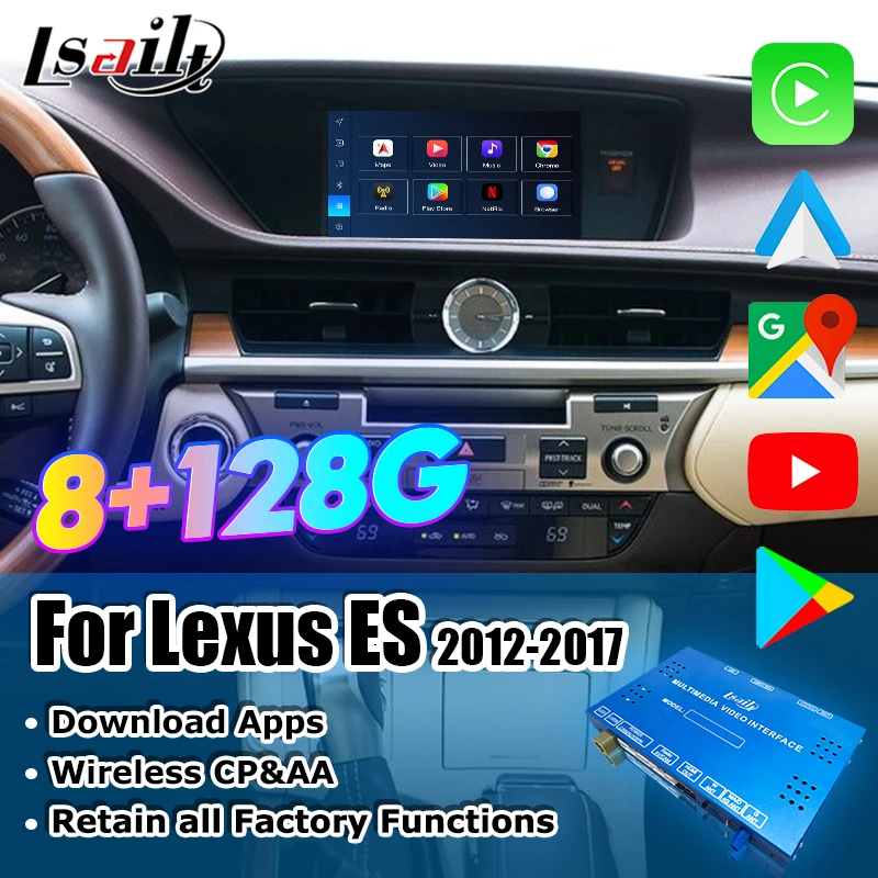 Lsailt 8 + 128G Qualcomm Android интерфейсная коробка для Lexus ES250 ES350 ES300h 2012-с восьмиядерным процессором, GPS-навигацией, беспроводной AA CP