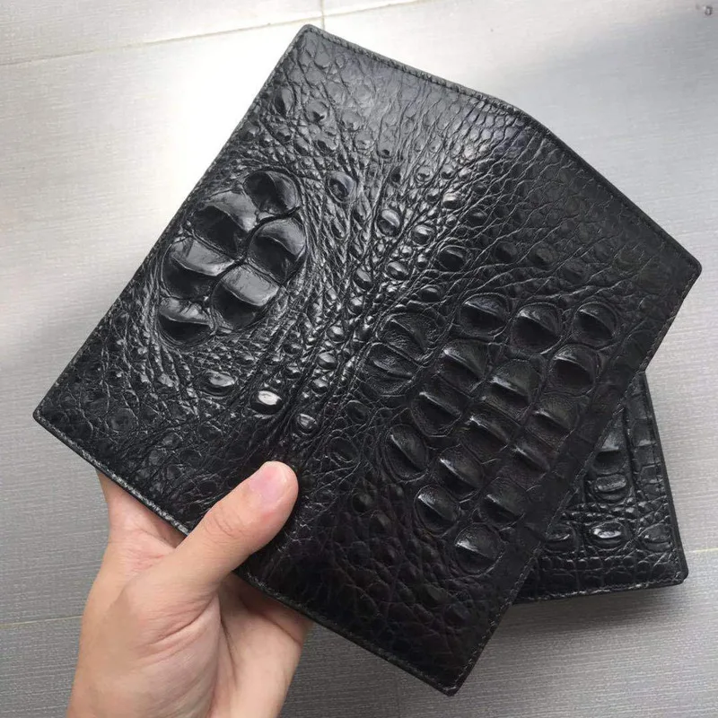 New Thai Casual True Crocodile Back Bone Skin Long Fashionable and Trendy Male Wallet Mens Coin Purses Holders кошелек мужской