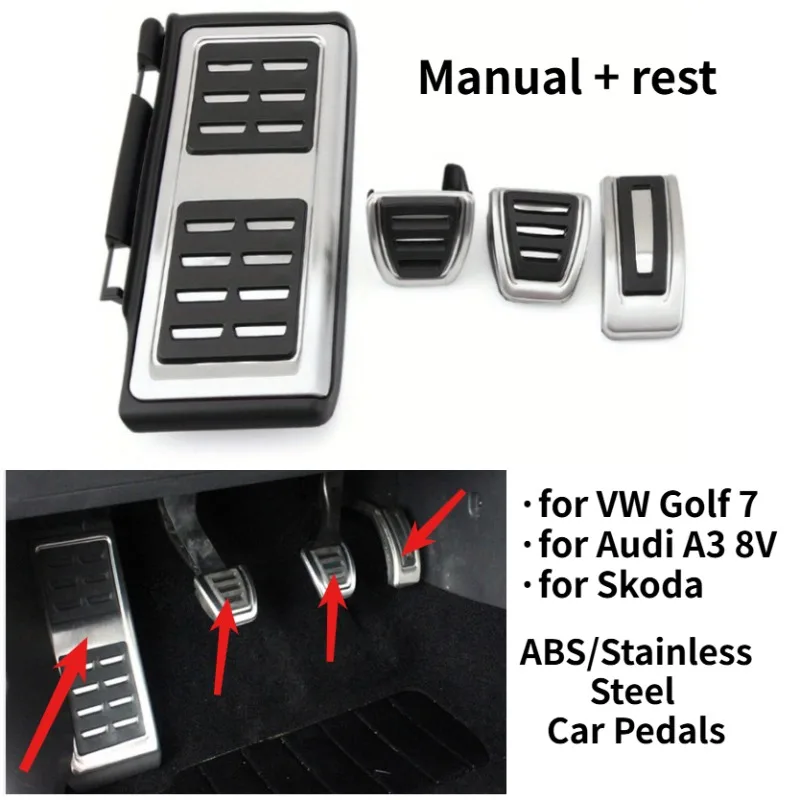 

For VW Golf 7, for Audi A3 8V, for Skoda ABS/Stainless Steel Car Pedals - Enhances Ruggedness & Elegance