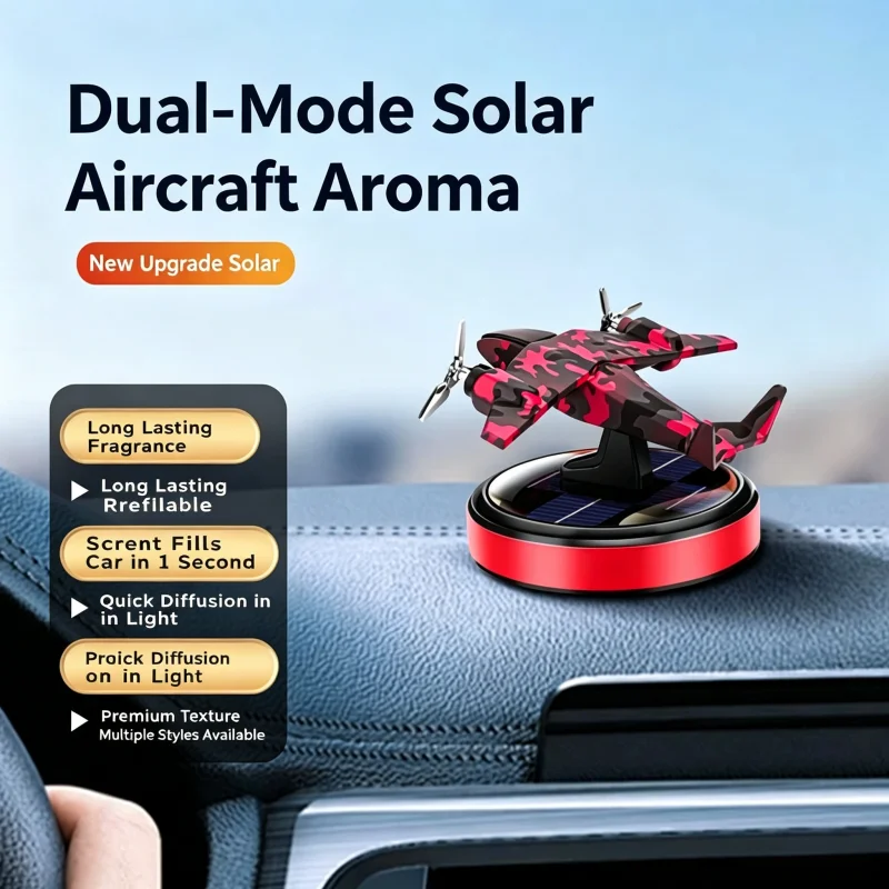 Camouflage Plane Solar Car Air Freshener Rotating Dashboard Aromatherapy Long Lasting Light Scent Premium Car Interior Decor - view 6