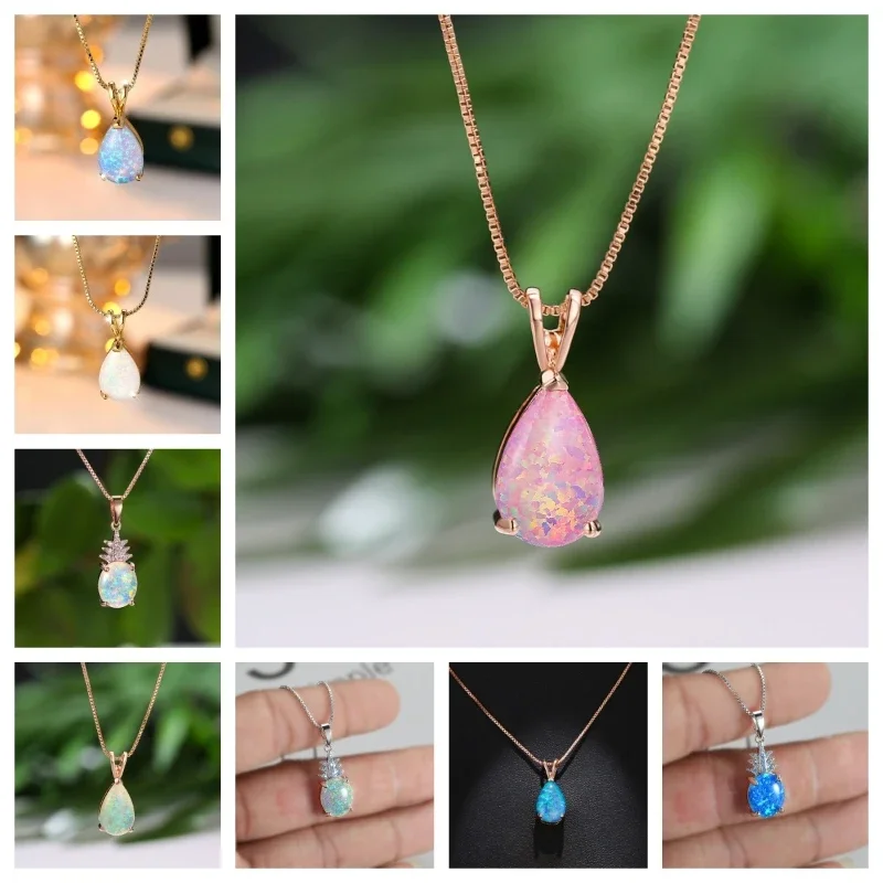 Square Geometric Water Droplet Australian Treasure Necklace, Women's Romantic Classic Necklace Design, Cool Style Accessory