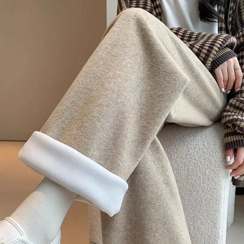 Maternity Pants Autumn Winter Padded  Thickened Outer Wear Faux Cashmere Towel Pants Wide Leg Pants Maternity Trousers