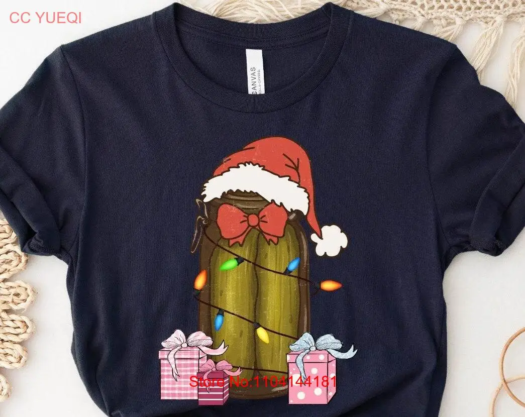 Canned Pickles Christmas Light T Shirt Pickle Lover Jar Funny Retro Party long or short sleeves