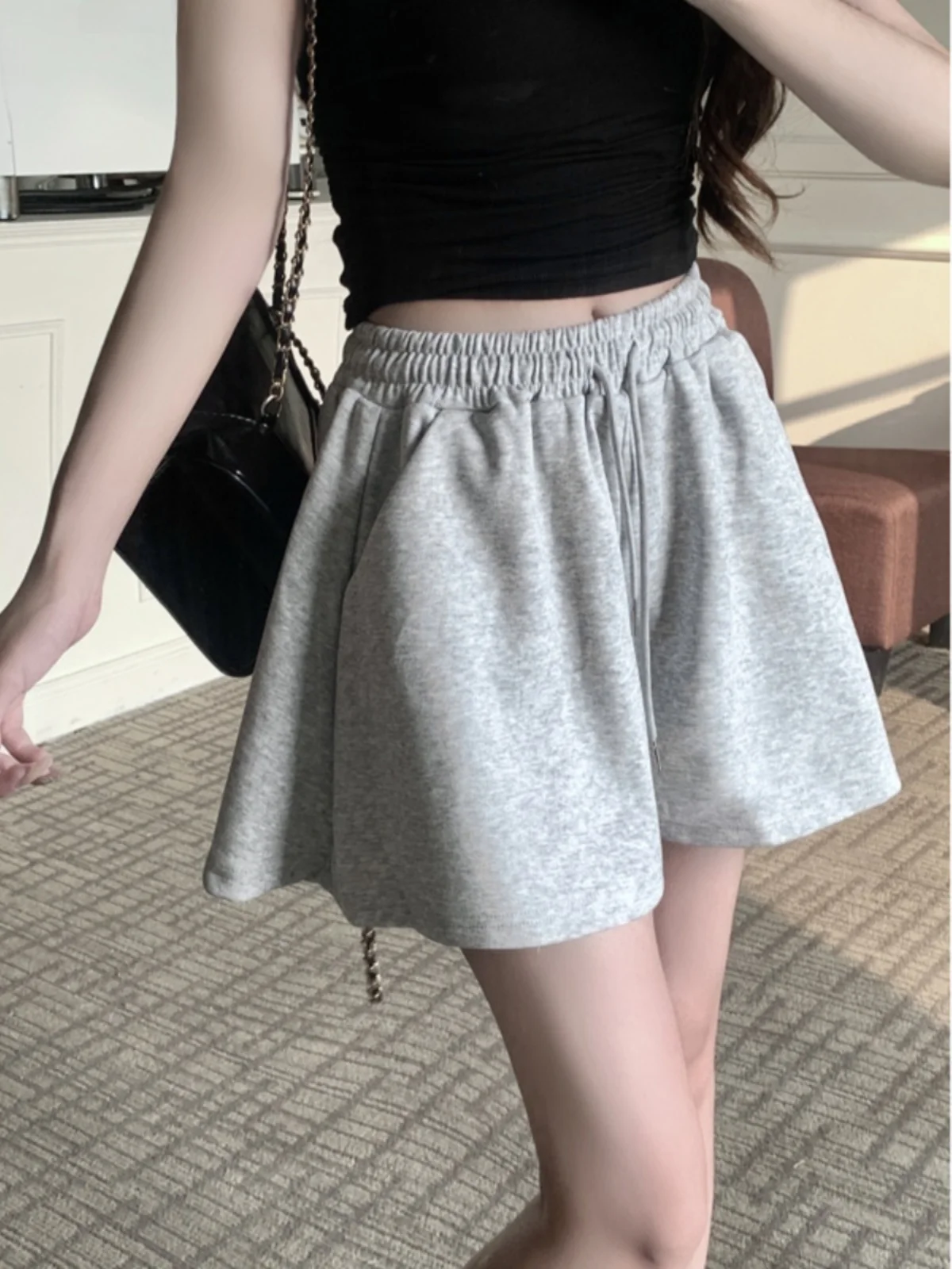 

Женские летние повседневные шорты с высокой талией и широкими штанинами в корейском стиле, свободные длинные леггинсы, спортивные шорты, удобные брюки из чистого хлопка