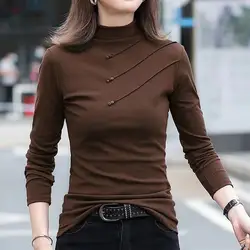 Autumn Winter New Slim Solid Color Bottoming Shirt Long Sleeve All-match Basic T Shirt Tops Street Casual Fashion Women Clothing