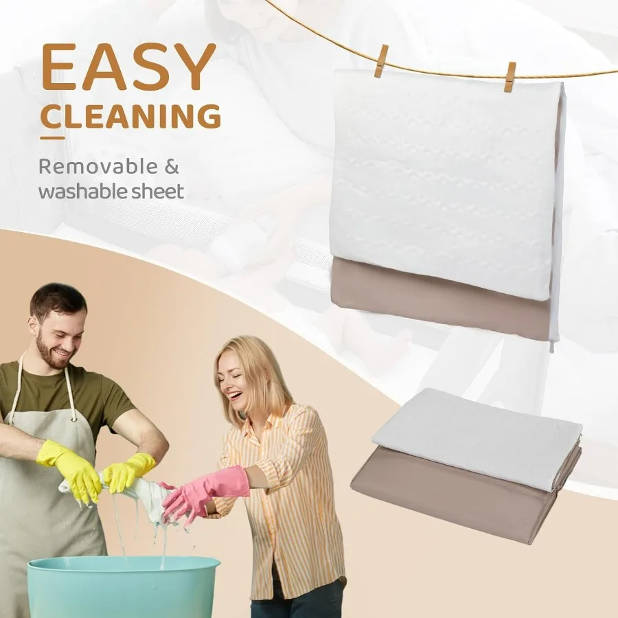 ベビーベッドサイドバシネット、ベビーバシネット、パックンプレイコンバートプレイペン、クイック折りたたみ式トラベルベッド（ホイール＆ブレーキ付き）、キャリーバッグ付き