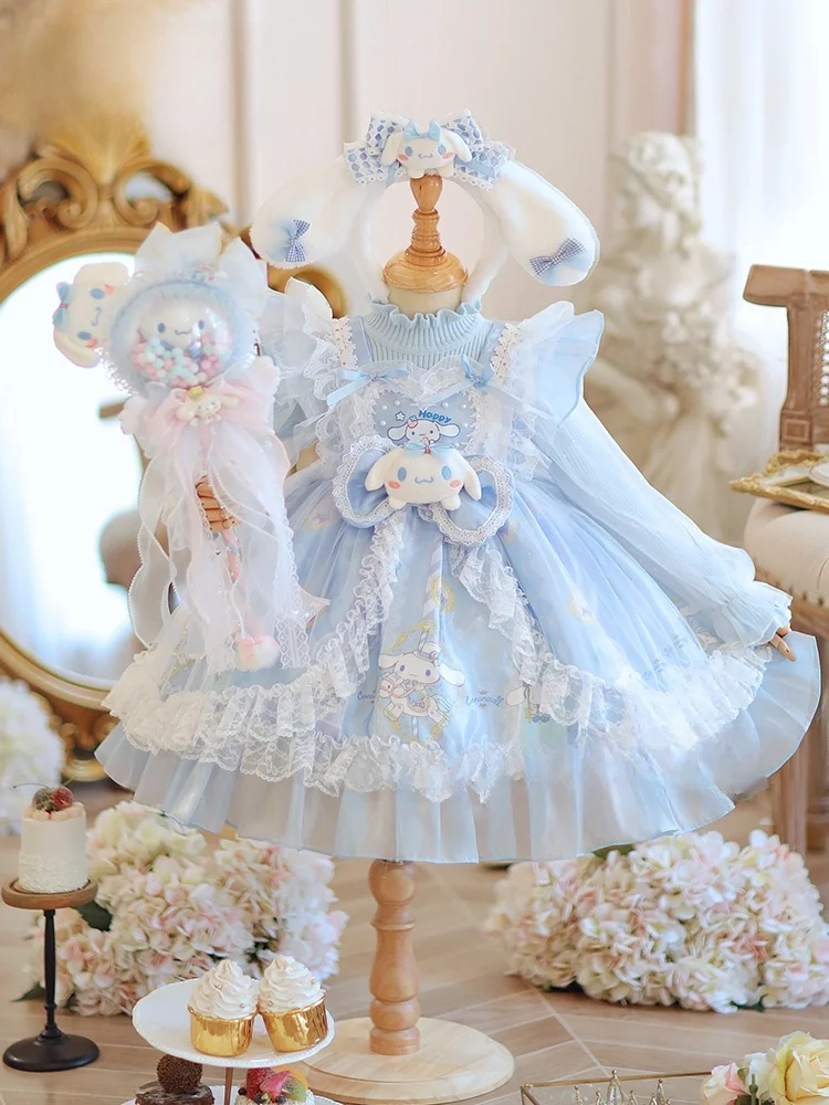 Autumn Fashion Children's Dress Cotton Polyester Materials Long Sleeve Princess Skirt Cartoon Elements Birthday Celebration
