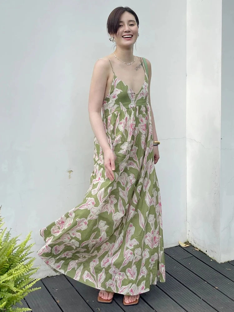 엘레 바이온 플로럴 프린트 오프숄더 스트랩 드 여성용 여름 하이웨이스트 A라인 가운 럭셔리 경량 드