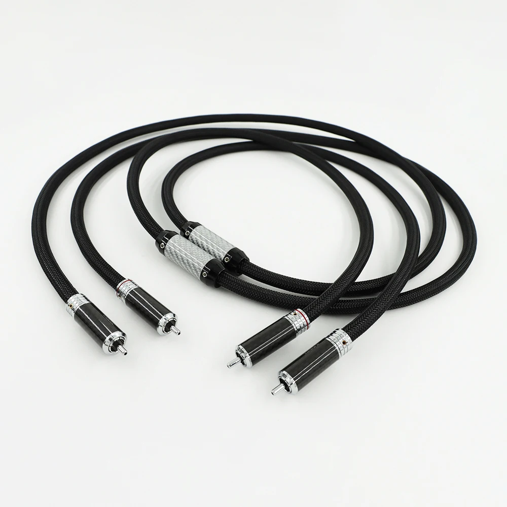 one pair 6N pure silver hifi rca cable amplifier CD decoder signal line non-magnetic hifi rca plug connection line