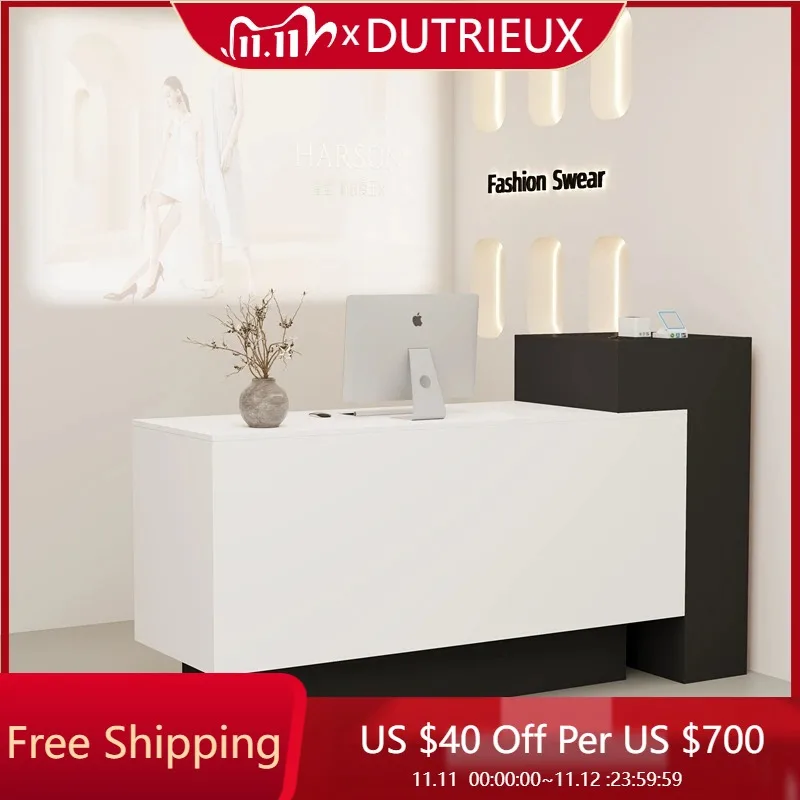

Cream Office Reception Desk Counter Salon Luxury Cloud Large Size Reception Desks Decorations Modern Escritorio Lounge Furniture