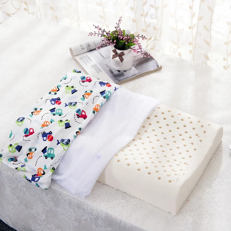

l Latex Children's Pillow Pure Cotton Knitted Cover Inner And Outer Layers Cartoon Design Rectangular aped Pillow