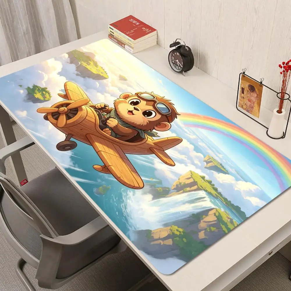 Glacier cave aurora polar bear adventurer playmat winter fantasy aesthetic desk pad