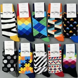 Happy Socks Calzini da uomo a quadri con diamanti Calzini sportivi Four Seasons in puro cotone con motivo geometrico Taglia 41-46