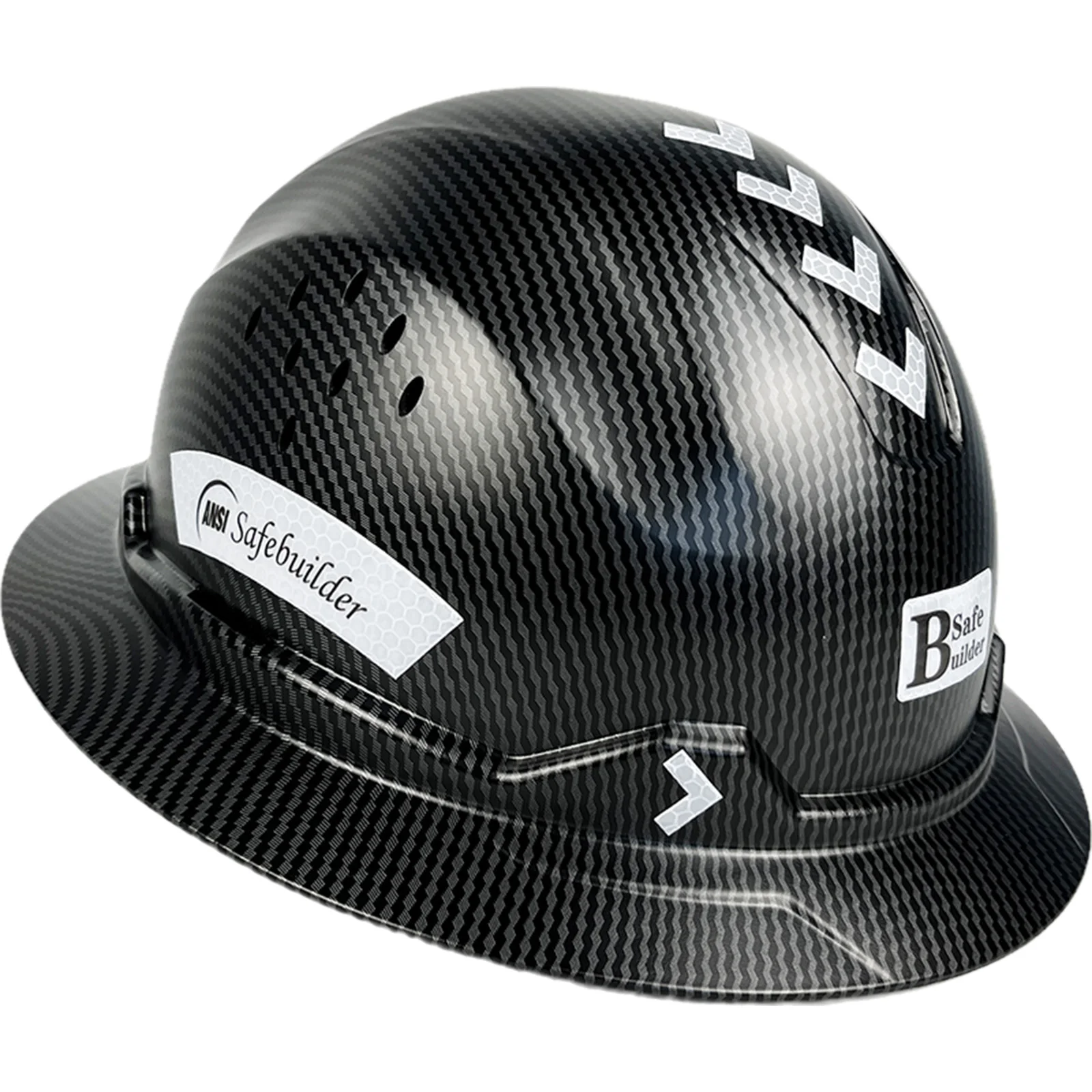 New Full Birm Hard Hat For Engineer Carbon Design Safety Helmet Reflective ANSI Z89.1 Vented Work Caps Industrial & Construction