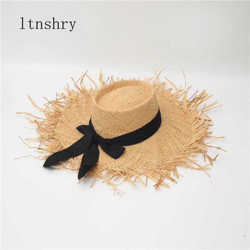 

spring summer New Women Oversized Brim Raffia Beach Hat Bow Summer Sun UV Hats Holiday Big Cap Wholesale