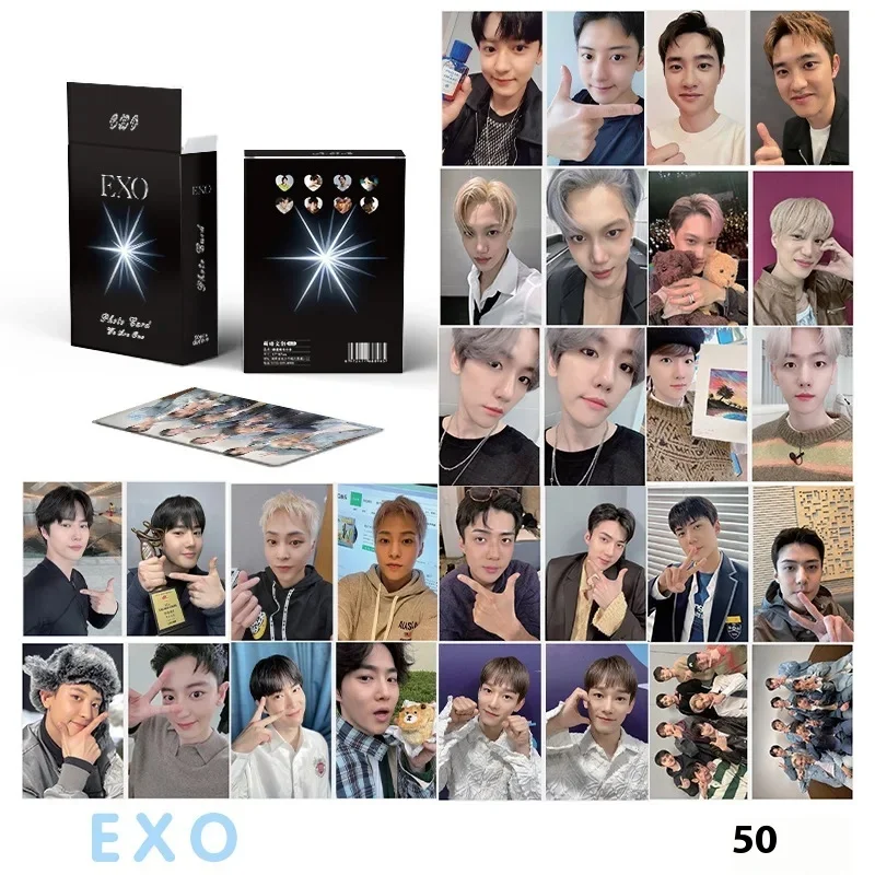 50Pcs/Set Idol Lomo Photocards New Album Chanyeol XIUMIN Baekhyun SUHO Photo Cards Boy Group Fans Gifts Collection