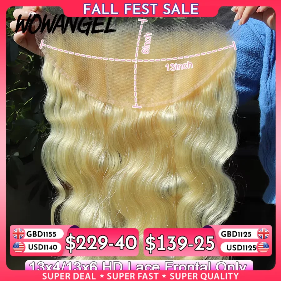 13x6 HD Lace Frontal Body Wave 613 Blonde Hair Ultra Thin Lace Frontal Closure Only Ear to Ear HD Transparent Lace Deep Part
