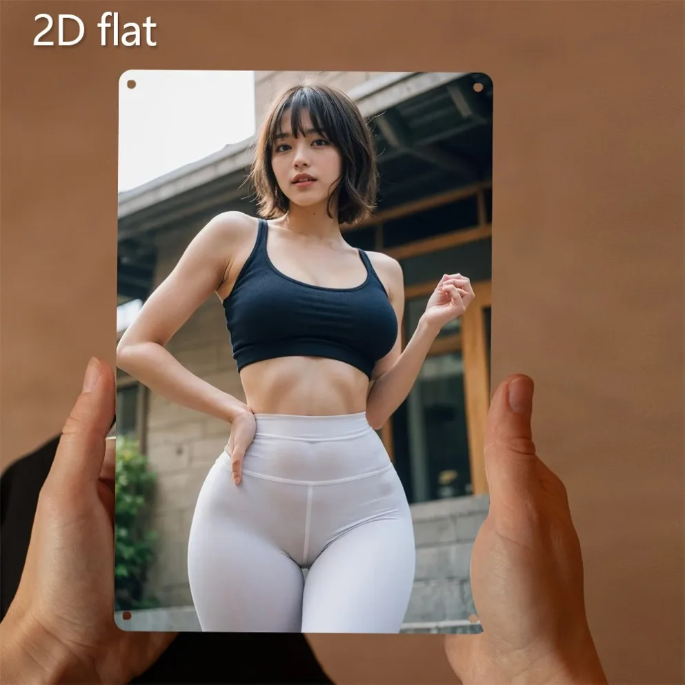 Arte de Pared Metálico para Exteriores con Diseño de Fitness para Mujeres - Pintura de Hierro Resistente a la Intemperie 7.87