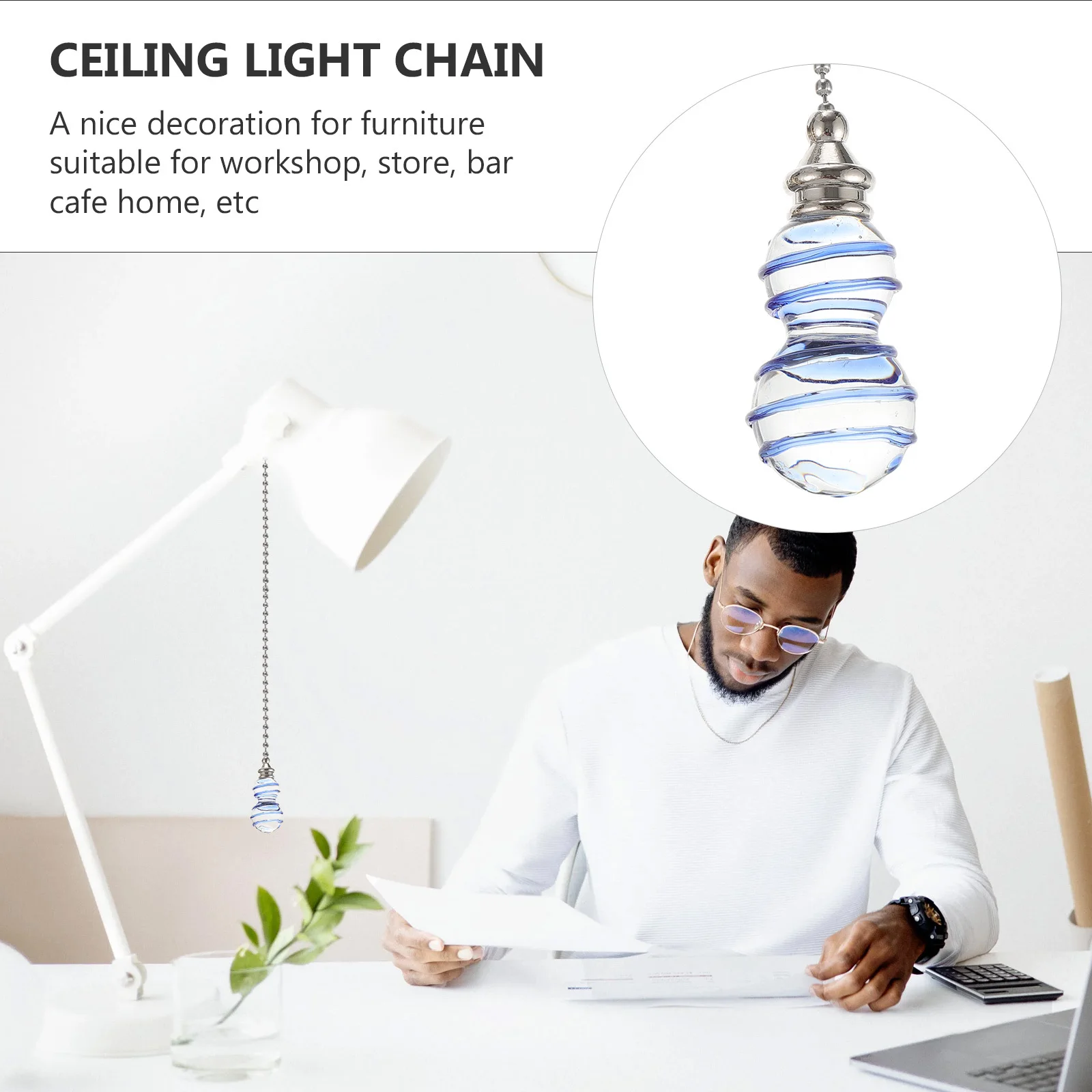 

2Pcs Crystal Pull Chain Decorative Hanging Pendant Elegant Ceiling Fan Lamp Chain Home Decor for Wedding Party