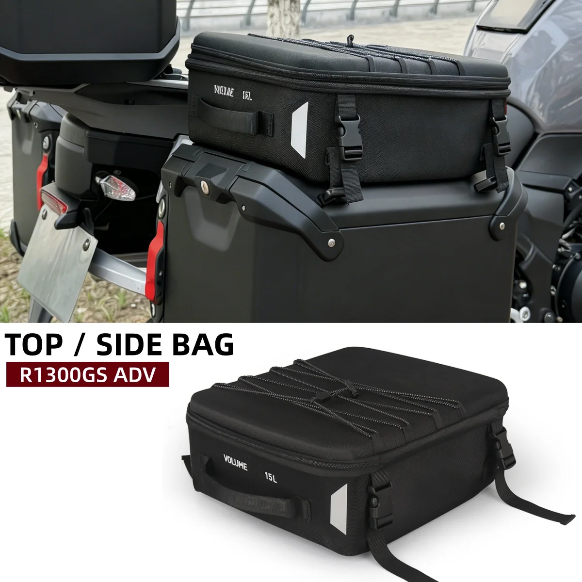 

For BMW R1300GS Adventure R 1300 GS ADV 2024-2026 Motorcycle Top Box Extension Bag Side Case Lid Storage Bag Pannier Saddlebag