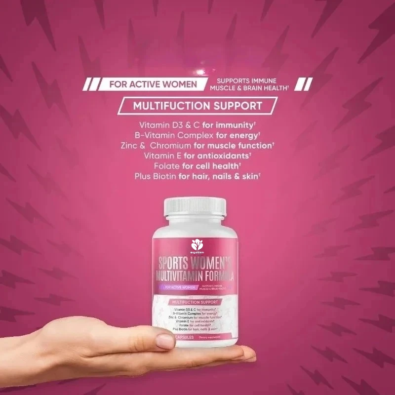 كبسولات مكملات يومية متعددة الفيتامينات والمعادن للنساء تساعد على الحفاظ على مستويات الطاقة وصحة المناعة