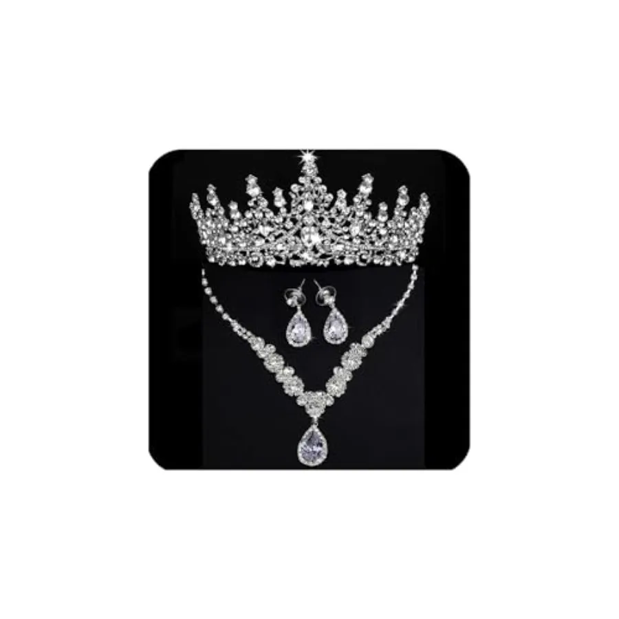 

COCIDE Tiaras and Crowns for Women Tiaras Earrings Necklace Crystal Bridal Jewelry Set Costume Party Halloween Prom Pageant Jew