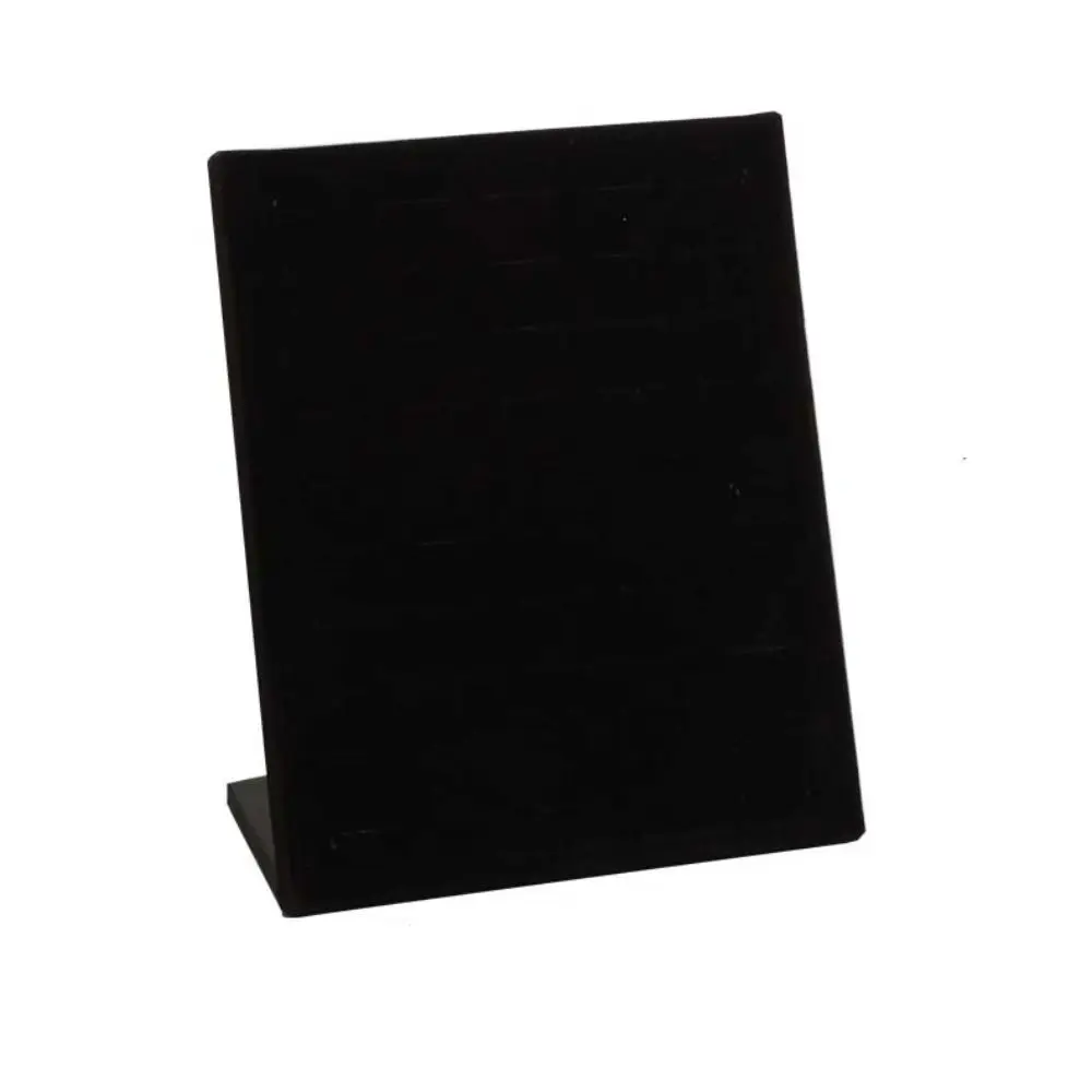 

50 Slots Rings Display Stand Soft Velvet Black Gray Jewelry Organizer L Shaped Space-Saving Ring Holder Woman Girls