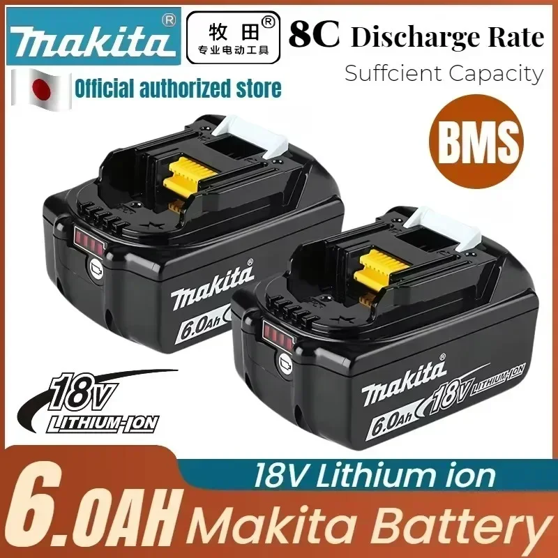 Genuine Makita 18V 6A Rechargeable Lithium Ion Battery With Battery indicator For Makita BL1830 BL1840 BL1850 Power Tool Battery