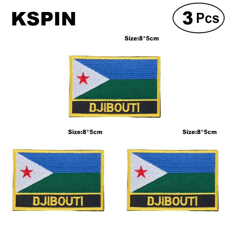 Djibouti Rectangular Shape Flag patches embroidered flag patches national flag patches for clothing DIY Decoration