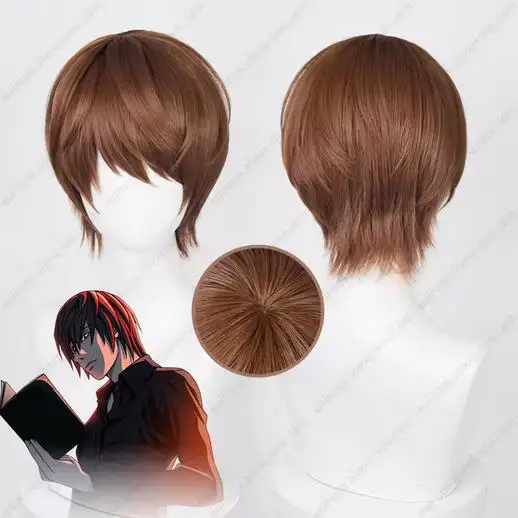 

Anime Yagami Light Cosplay Wig 30cm Dark Brown Short Hair Heat Resistant Synthetic Wigs