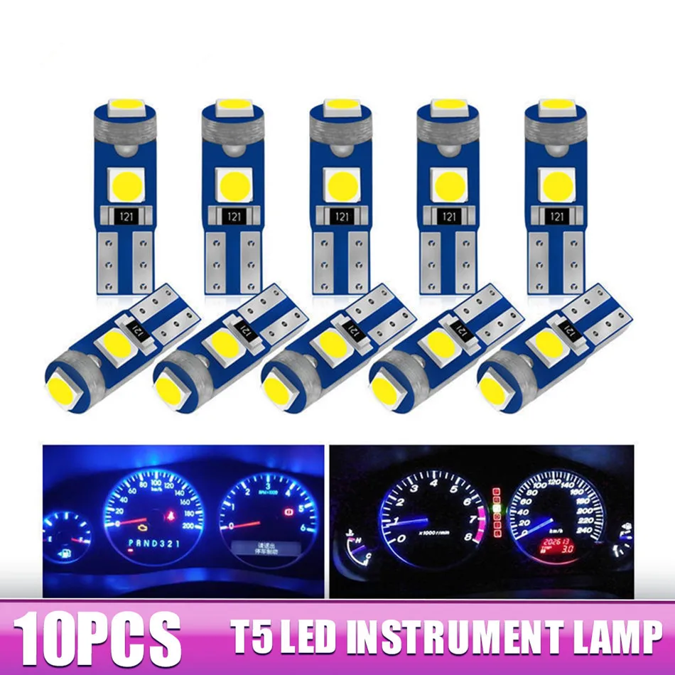 10PCS T5 LED W3W W1.2W 74 286 Super Bright 3030 Lights Wedge Dashboard Gauge Car Warning Indicator Instrument Cluster Lamps Bulb