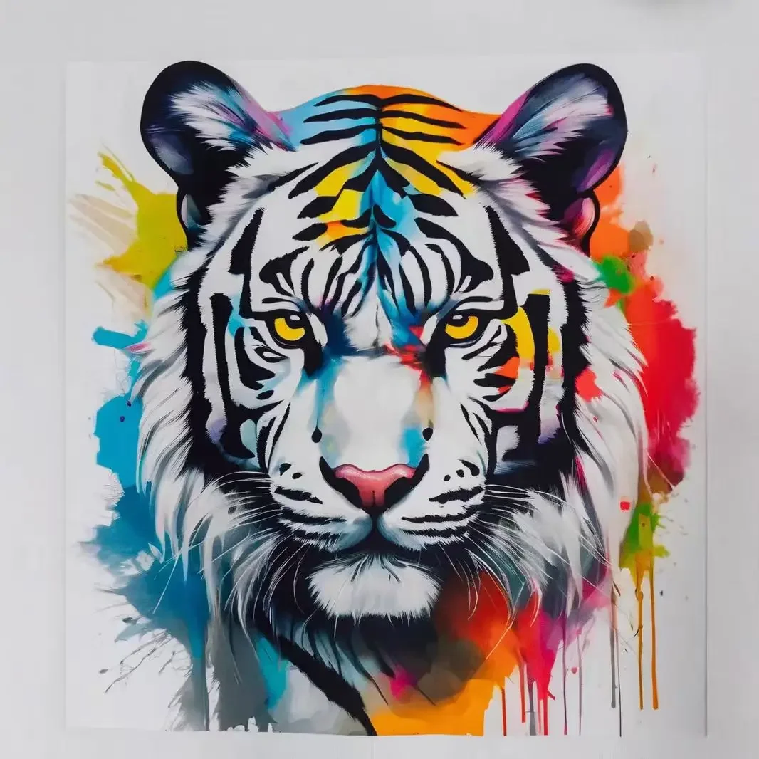 100% Cotton Rainbow Tiger Head Print American Fashion Harajuku Oversized T Shirt Women Short Sleeve Casual Tshirts Loose Top New