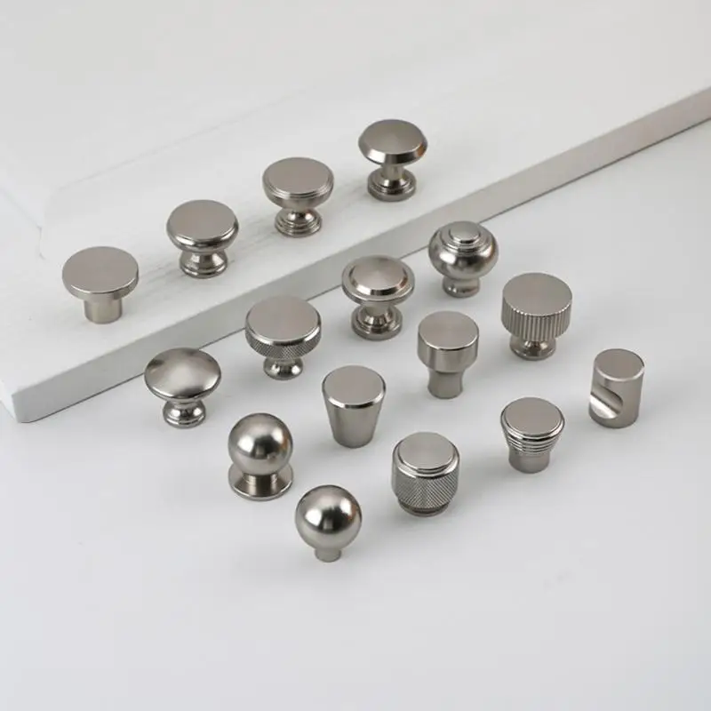 Home Decoration Silver Aluminum Single Hole Handle Modern Wardrobe Drawer Round Knob Kitchen Cabinet Furniture Small Door Handl
