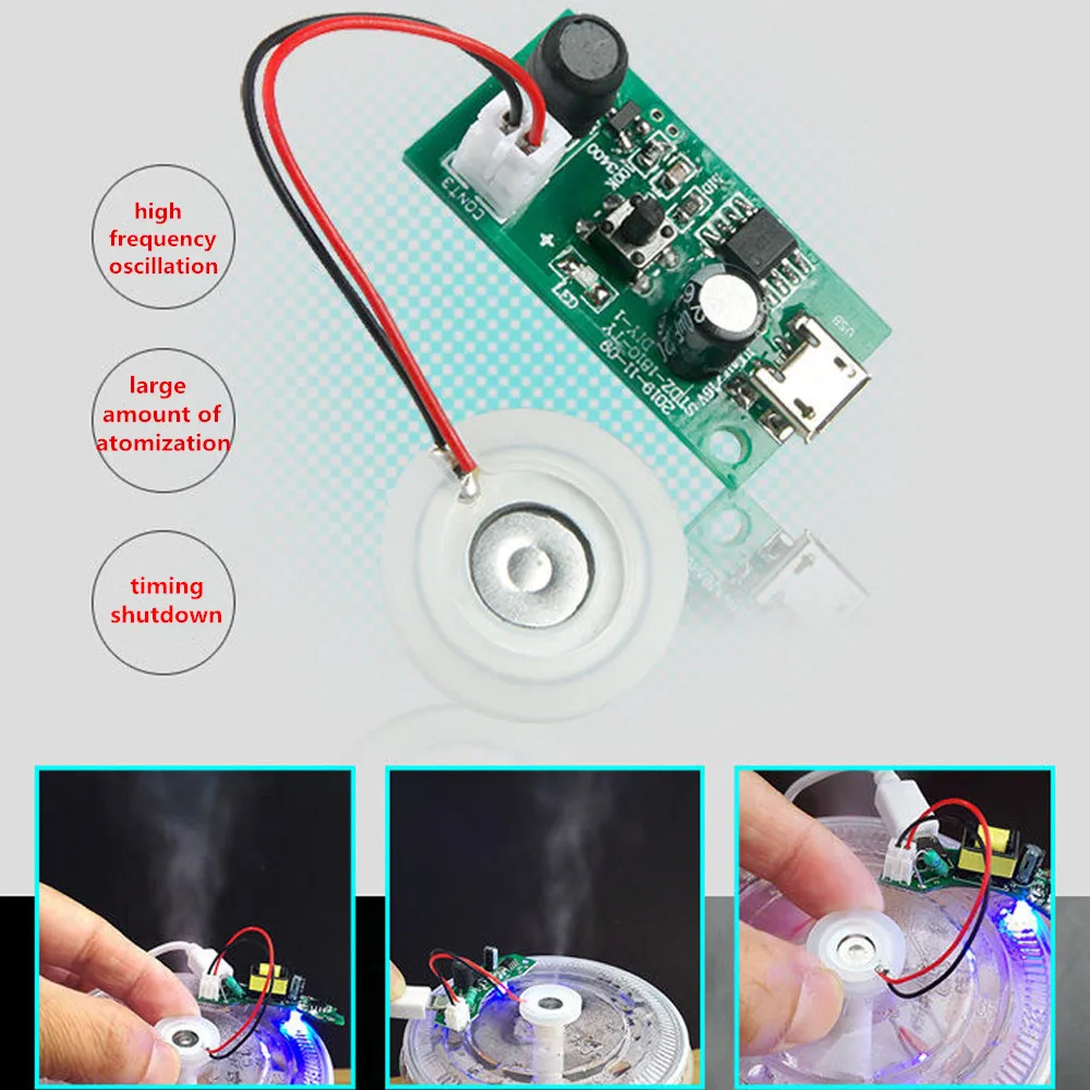 5V USB Mini Humidifier DIY Kits Mist Maker And Driver Circuit Board Fogger Atomization Film Atomizer High Frequency Oscillating