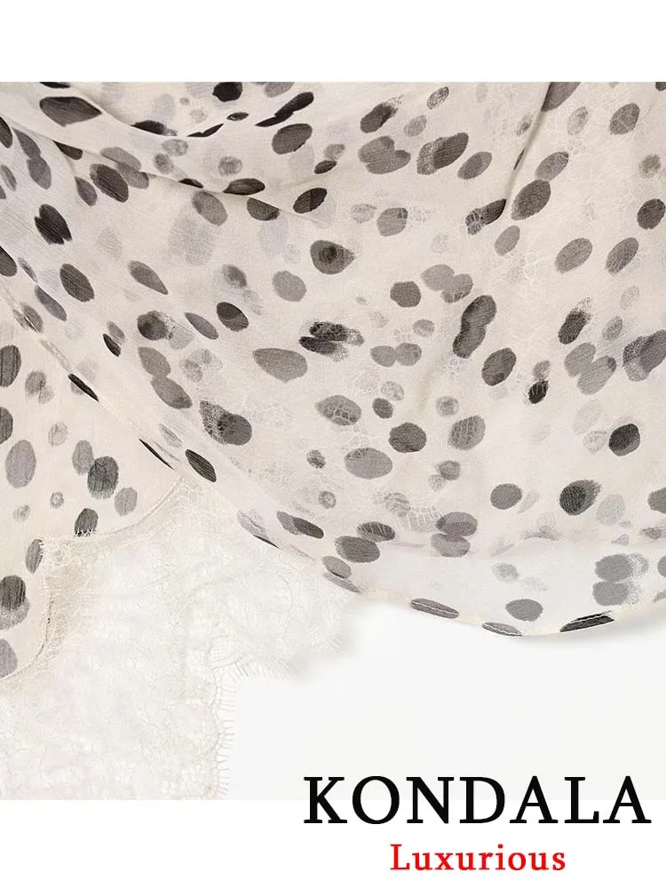 فستان KONDALA مثير أنيق منقط مطبوع شفاف قصير للنساء بياقة على شكل V فستان حفلات بدون ظهر موضة 2026 فستان نادي مسائي للربيع