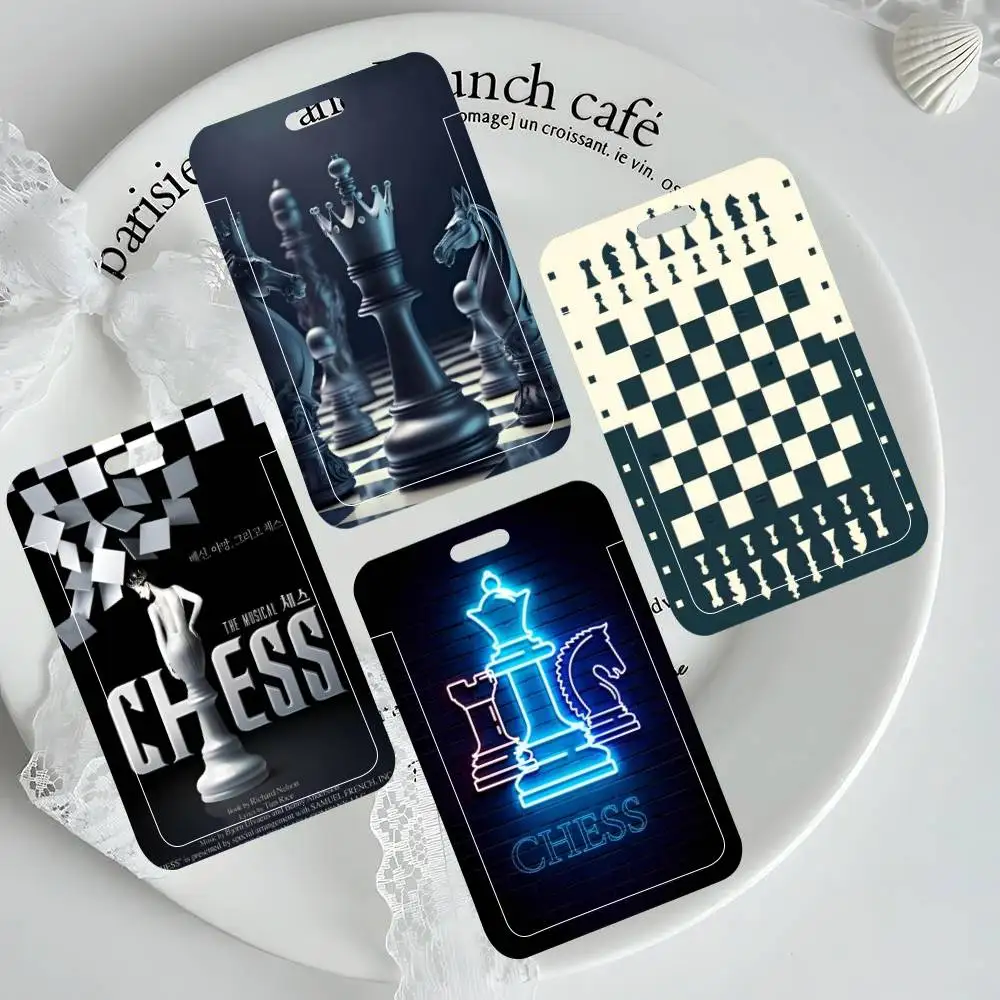 Korean Musical Chess ID Card Holder Neck Strap Pendant Door Badge Holder Lanyards Keychain Work Credential