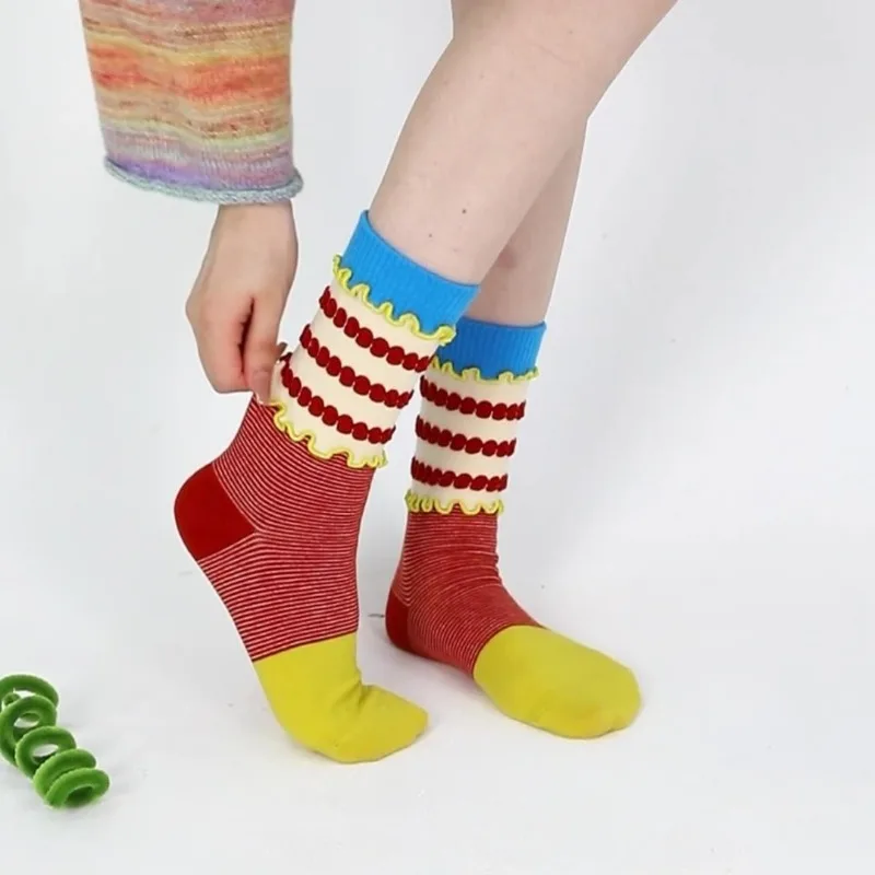 

1 Pair Women's Spring Autumn High Quality Cotton Ankle Socks Candy Color Multi-color Mid-calf School Socks for Girls Long Socks