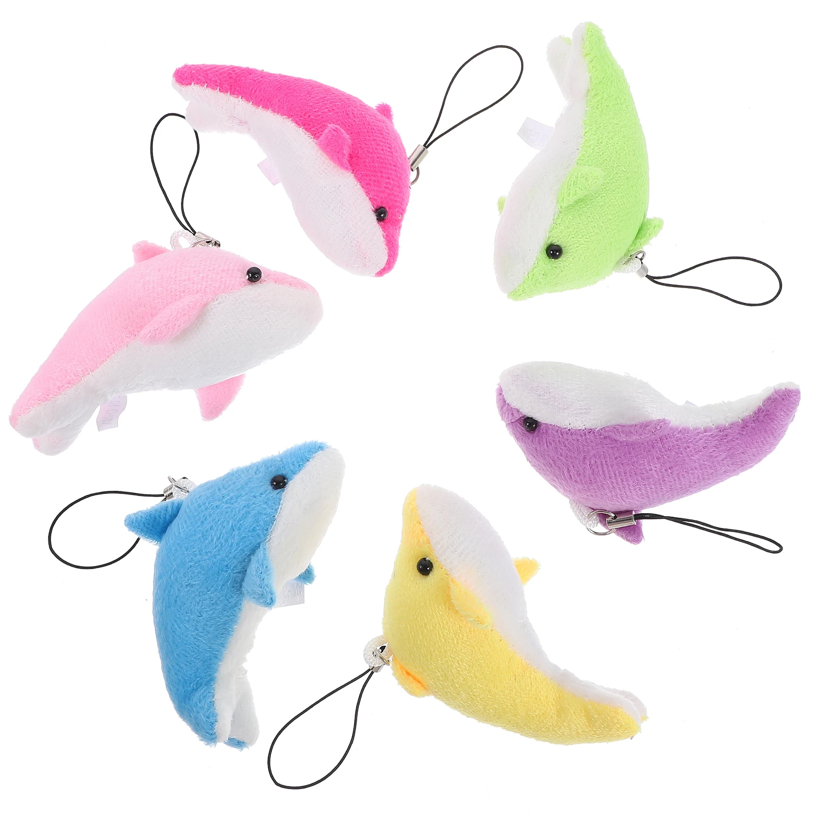 

6 Pcs Pendants PP Dolphin Party Favors Cotton Hanging Decor Stuffed Animals Bulk Sea Plushies Keychain Charms Mini Gifts