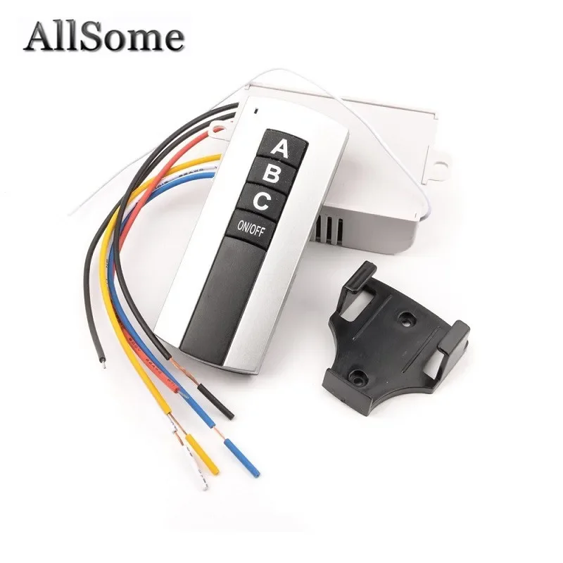 Allsome 3 Way Port ON/OFF Wireless Digital RF Remote Control Switch Receiver Transmitter For Light Lamp 220V HT034+