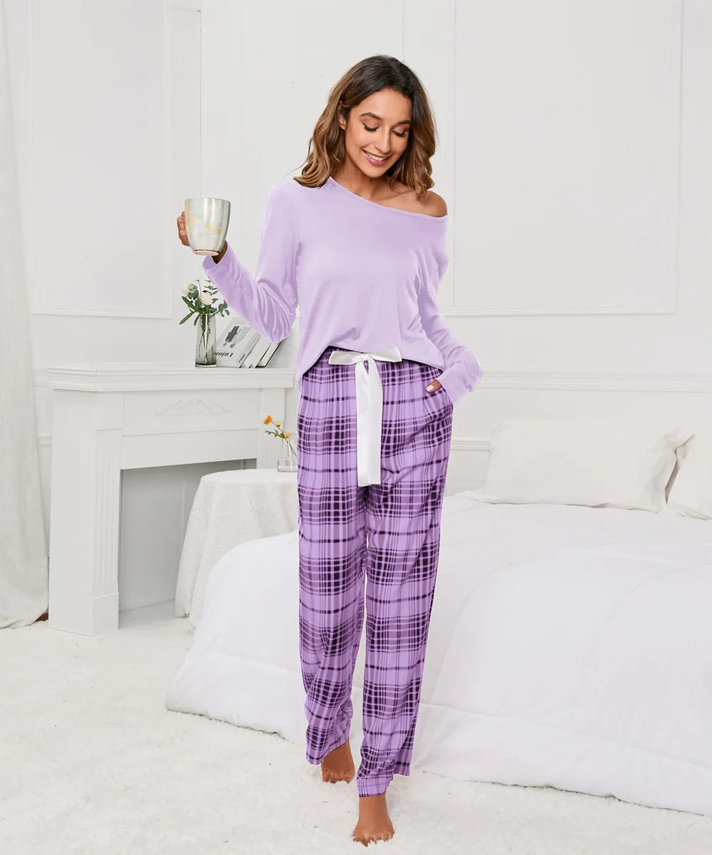 Women's Sleepwear Round Neck T-shaped Printed Women's Casual Set Loungewear 2-piece Set Pajamas Set Clothes for Women