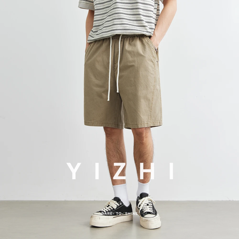 100% Cotton Men's Casual Shorts Summer New Loose Comfortable Breathable Thin Beach Pants Solid Color Shorts Men's Clothing