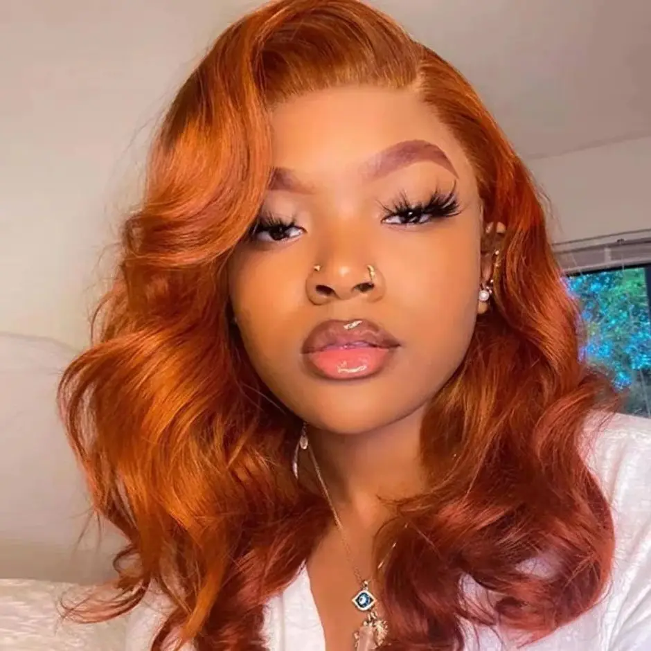 12 Inch Orange Wig Natural Synthetic Wigs for Women curly Wig Heat Resistant Hair For Daily Use Holiday Halloween Costume Party