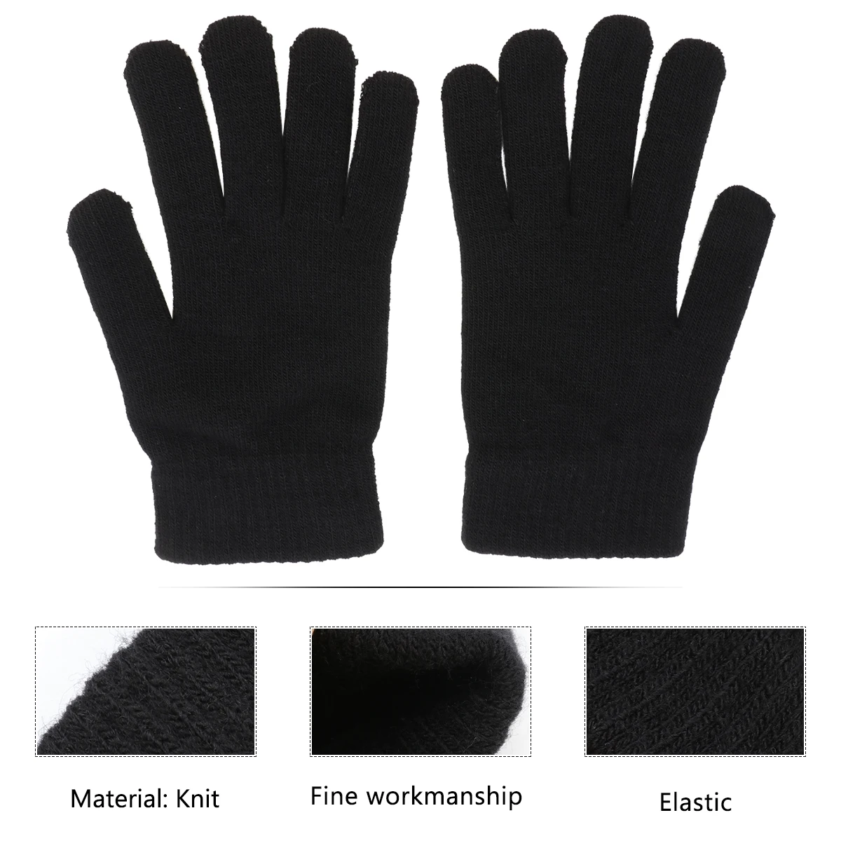 

1 пара зимних теплых перчаток, классические однотонные вязаные варежки для взрослых, мягкие утолщенные гибкие полная защита пальцев