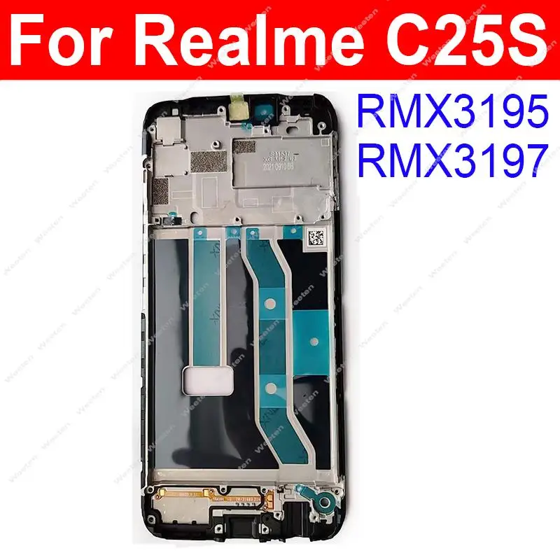 For Realme C21 C21Y C25 C25S C25Y C20 Front LCD Frame Bezel Case Cover Holder Flex with Adhesive Replacement