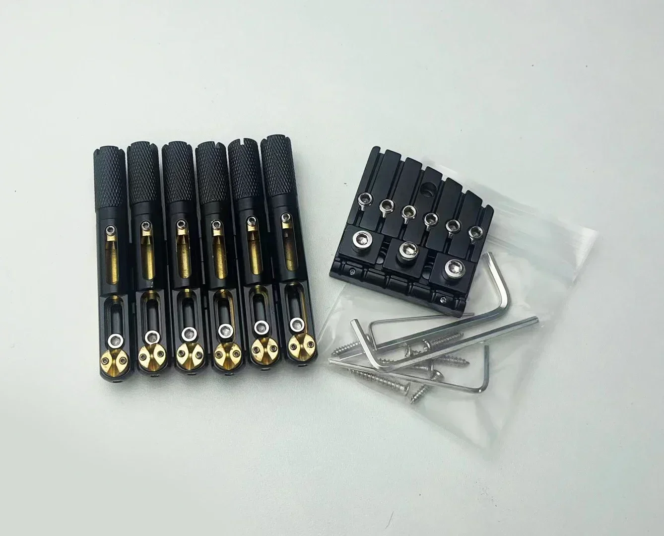 Yue Yun Music Store-Discount Hot Sale-6-String Headless Guitar Bridge Saddle with Nut Plate Essential Parts for Guitarists