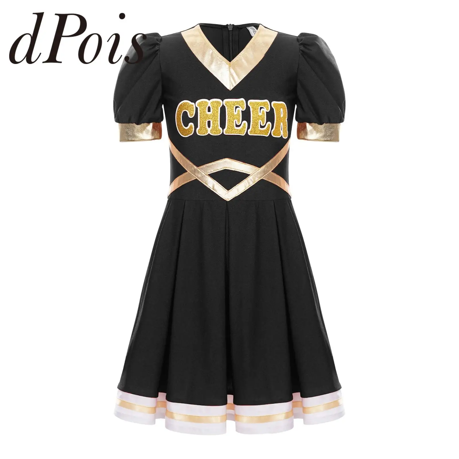 Kids Girls Letter Print Cheerleading Uniform Children Cosplay Schoolgirl Costume Cheer Dance Dresses for Dancing Performance