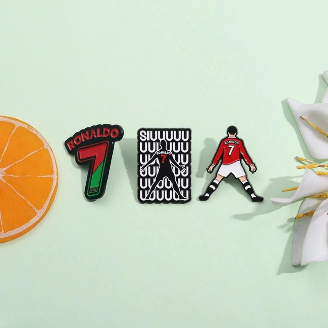 Cristiano Ronaldo CR7 Enamel Pins Set Red Jersey Celebration Design Brooch Badge For Backpack Clothing Soccer Fan Accessory Gift view 5
