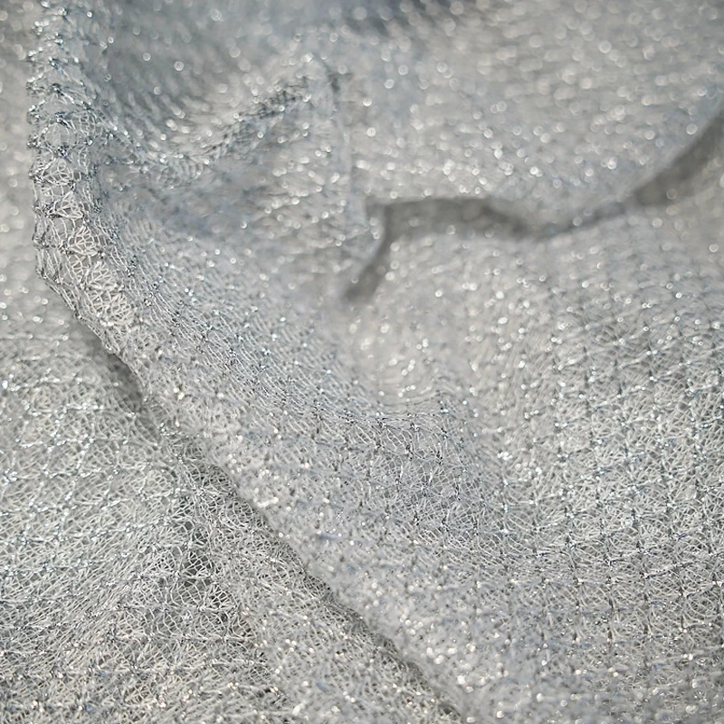 Metallic Silver Lace Mesh Handmade DIY Stage Costume Performance Costume Accessories Decoration Accessories