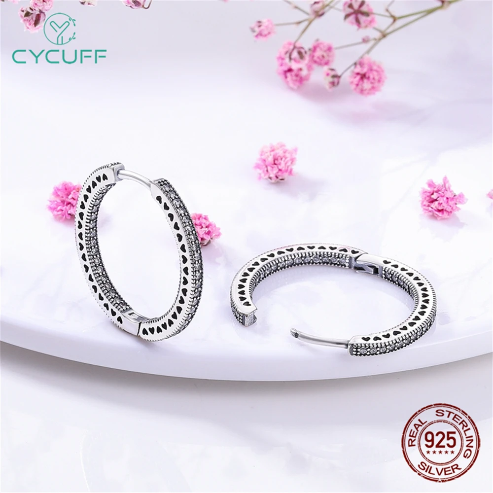 حقيقي 925 فضة القلب هوب أقراط للنساء ، هدية الزفاف ، مجوهرات فاخرة ، إنفينيتي الحب ، الذهبي ، تشيكوسلوفاكيا ، 49 خيارات